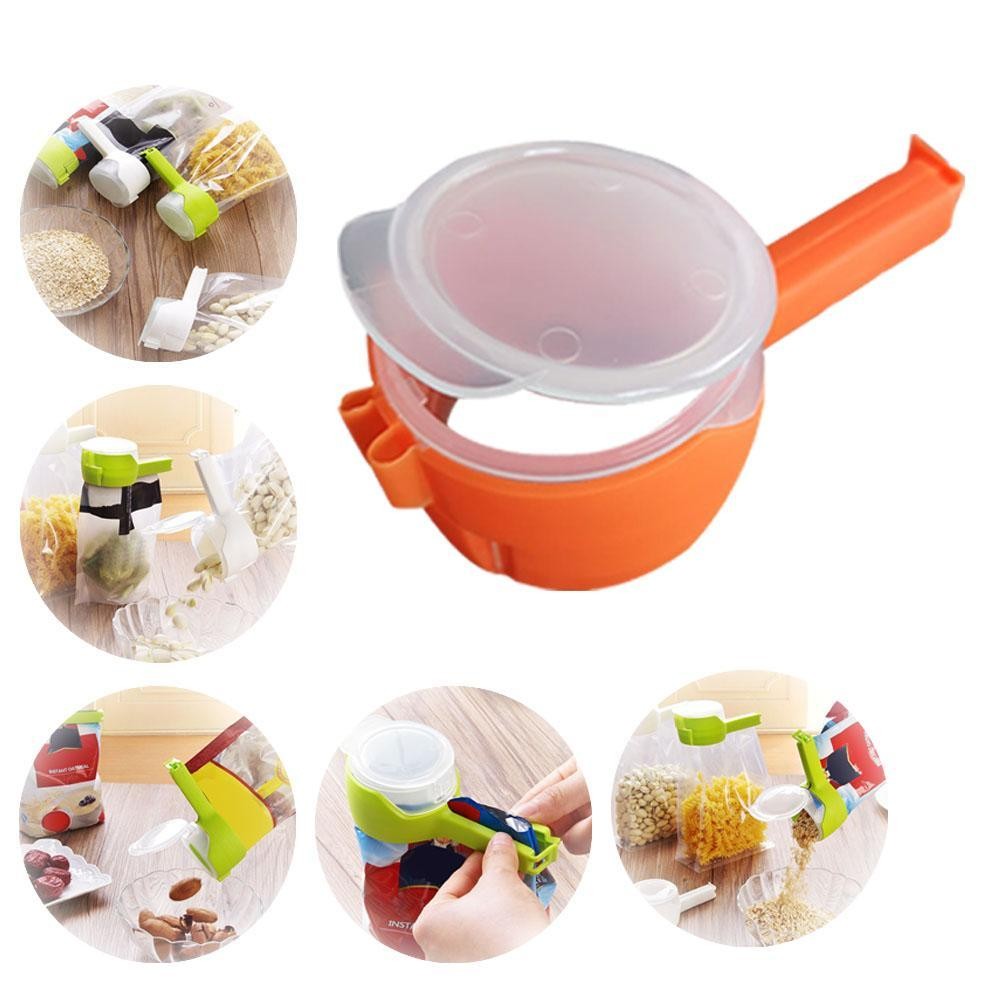 (Pack of 3) Multi Purpose Plastic Dust and Moisture Proof Food Bag Sealing Clips with Dispensing Nozzle for Storing Cereals and More