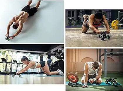 Metal 4 Wheel Abdominal Exercise Roller For Man and Woman Tool With Box