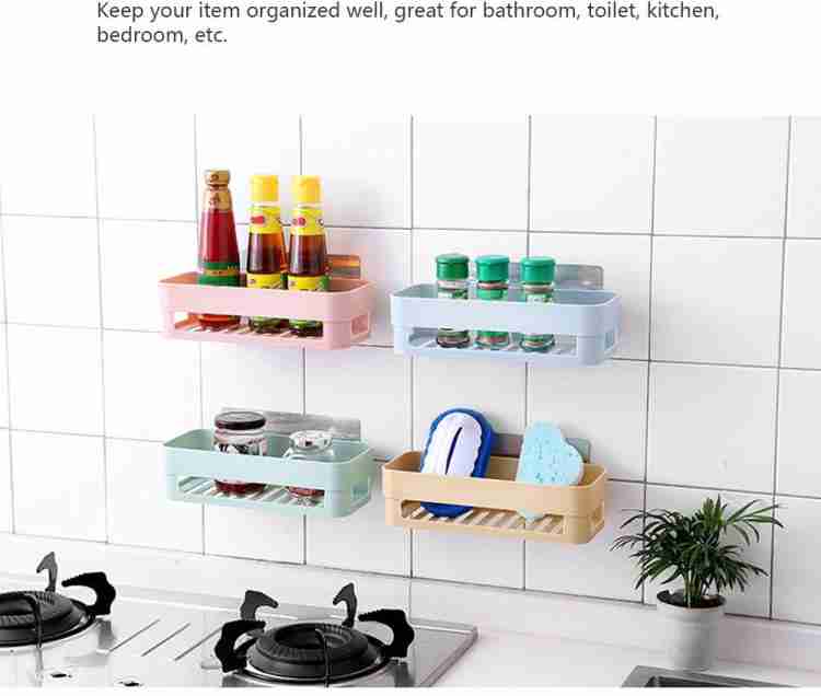 (Pack of 3) Multipurpose Bathroom and Kitchen Shelf Wall Holder Storage Rack