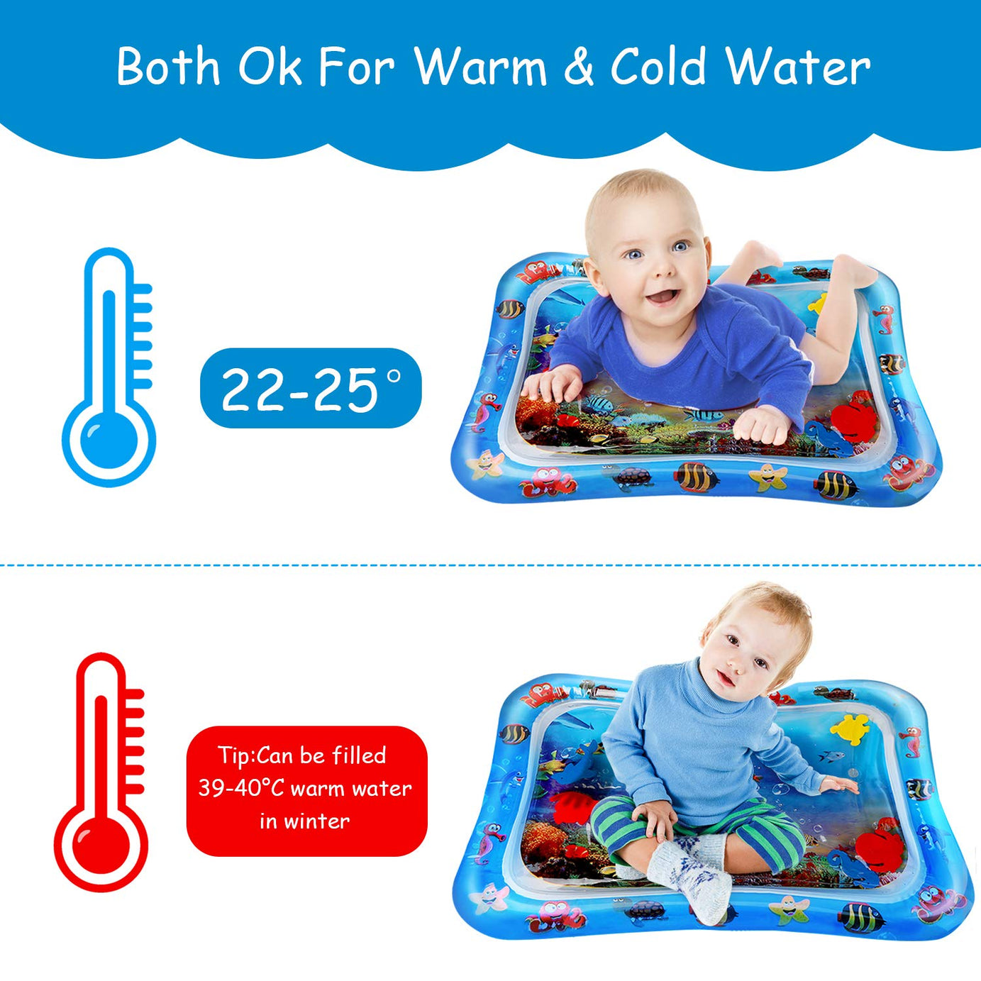 Inflatable Tummy Time Water Mat for Baby Water Play and Splashing fun