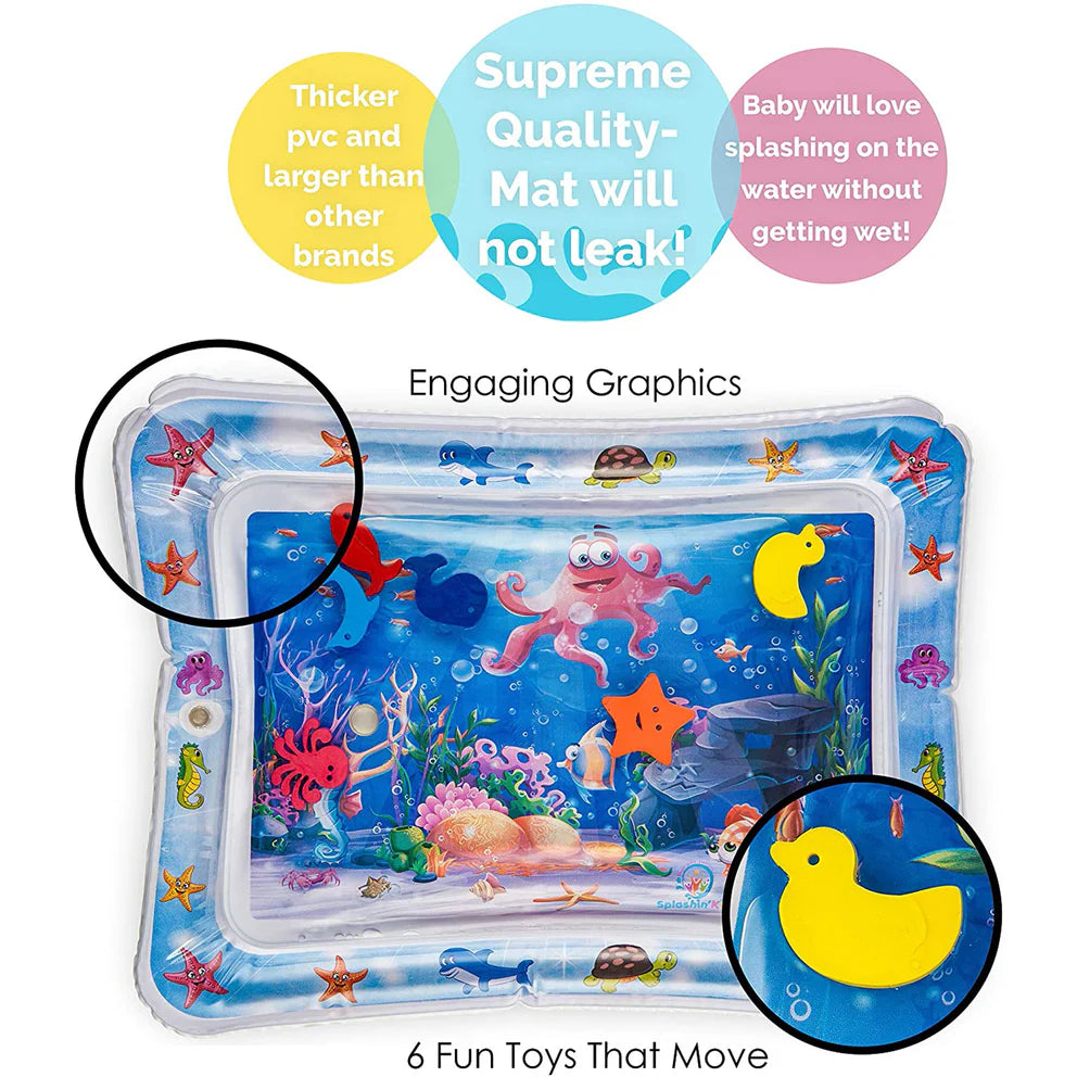 Inflatable Tummy Time Water Mat for Baby Water Play and Splashing fun