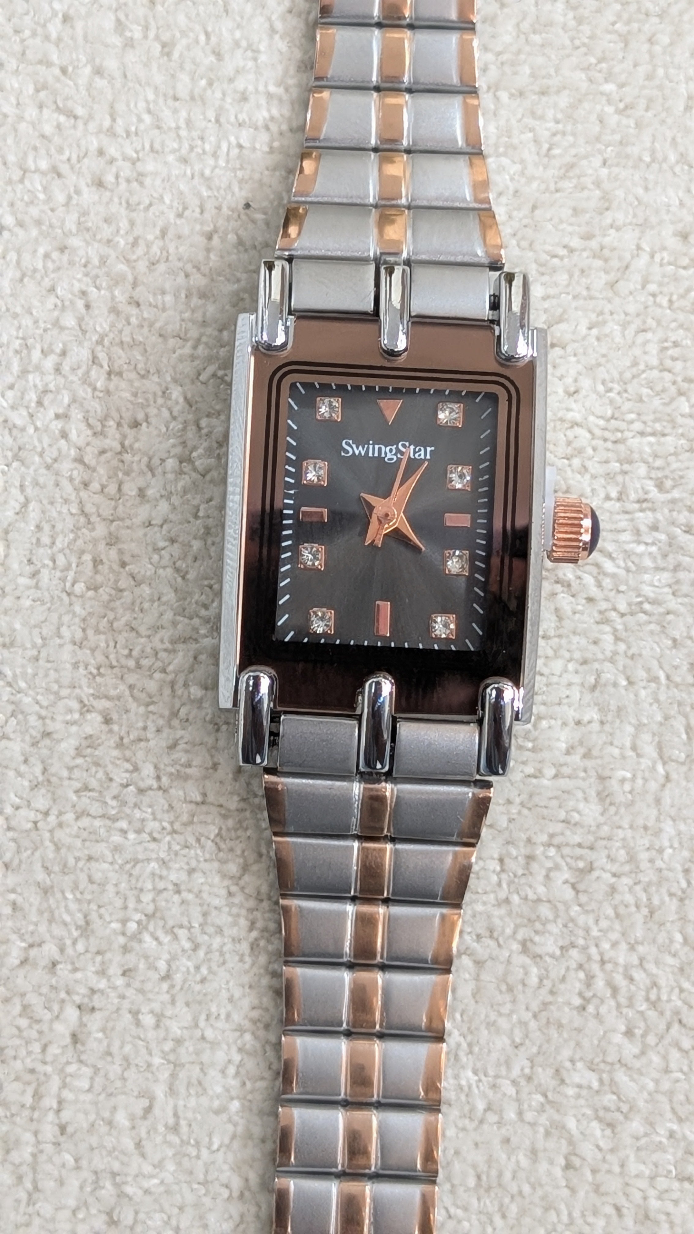 Swingstar Silver & Black Dial with Brown-Line Women Watch