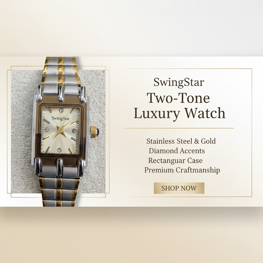 Swingstar Silver & White Dial with Gold-Line Women Watch