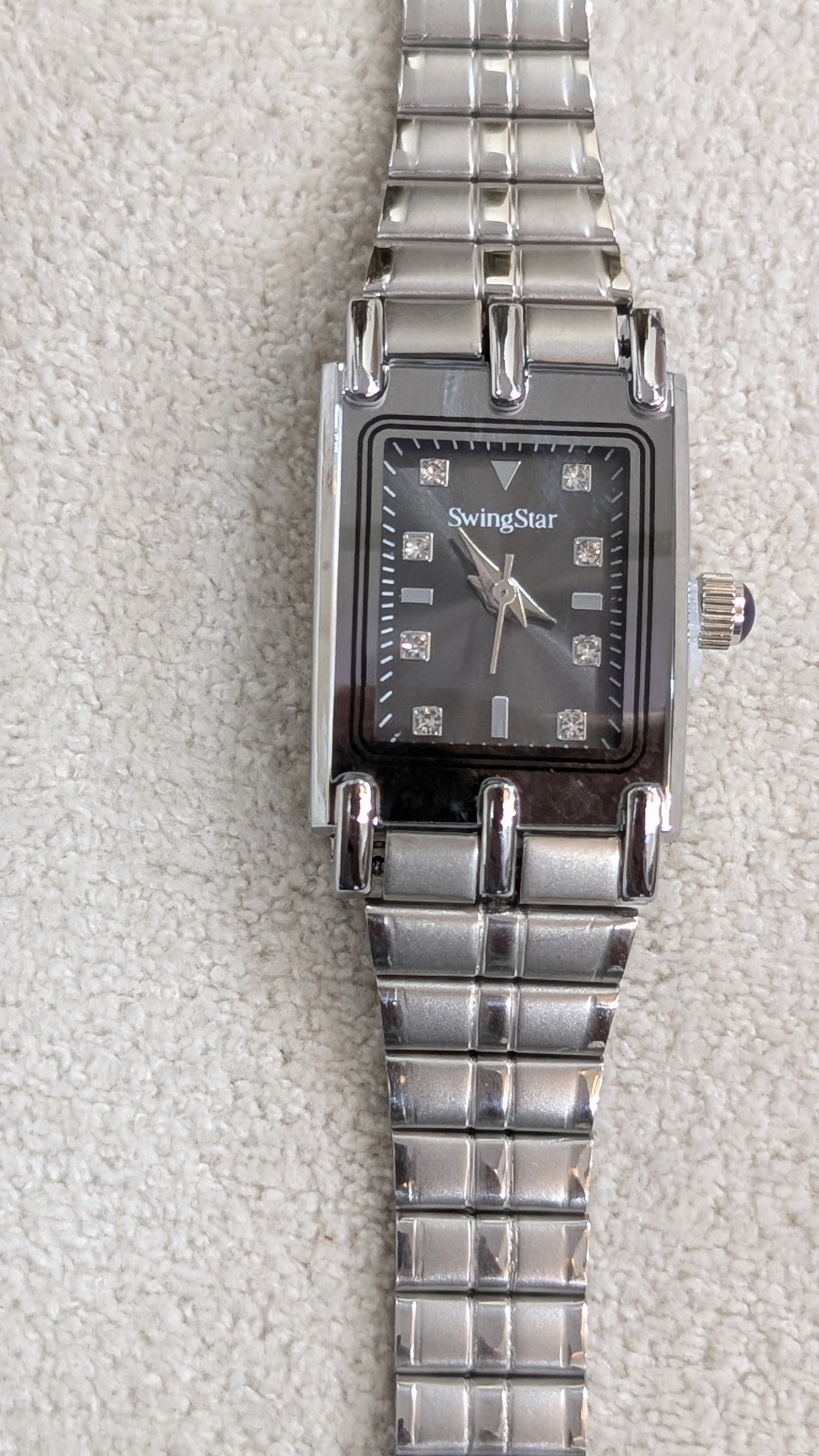 Swingstar Silver & Black Dial Women Watch