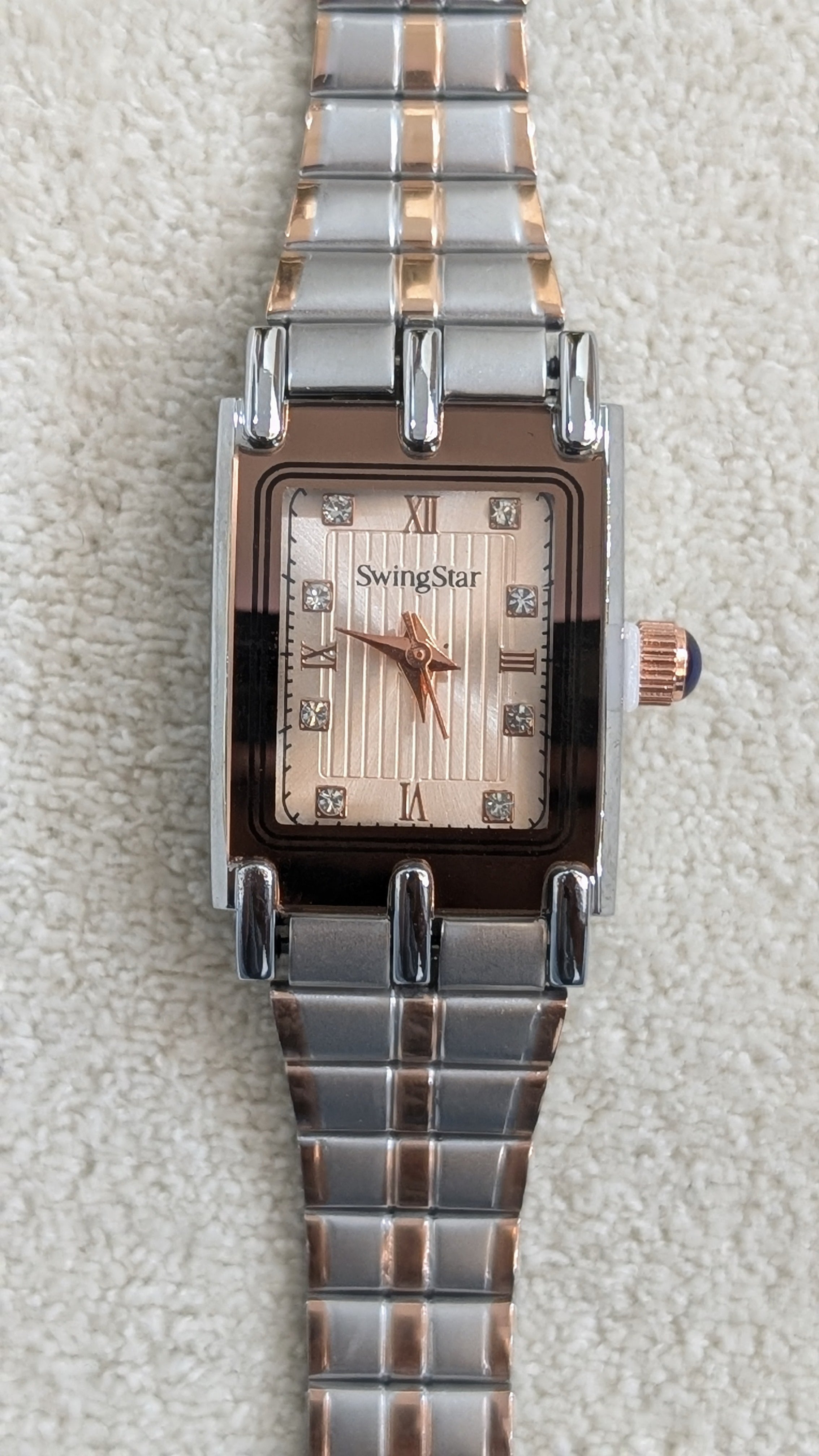 Swingstar Silver & White Dial with Brown-Line Women Watch
