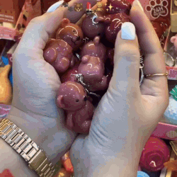 (Pack of 6) Teddy Keychain Makeup Lipstick Gloss with Different Colors For Women